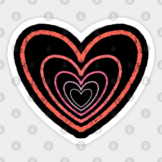 Concentric Hearts of Love Sticker by Creatifly Graphic Tees